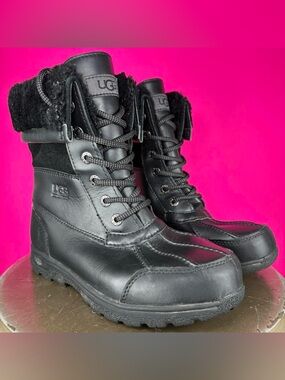 UGG Butte II Black Waterproof Leather Suede Winter Boot US Kids' US 3